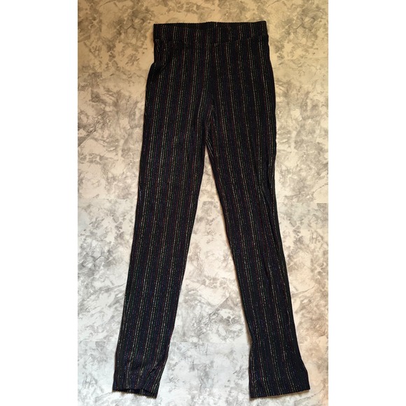 Zara Knit Women's Size S Pants Colorful Stripe Slit Hem Knitwear Trousers - Picture 1 of 9